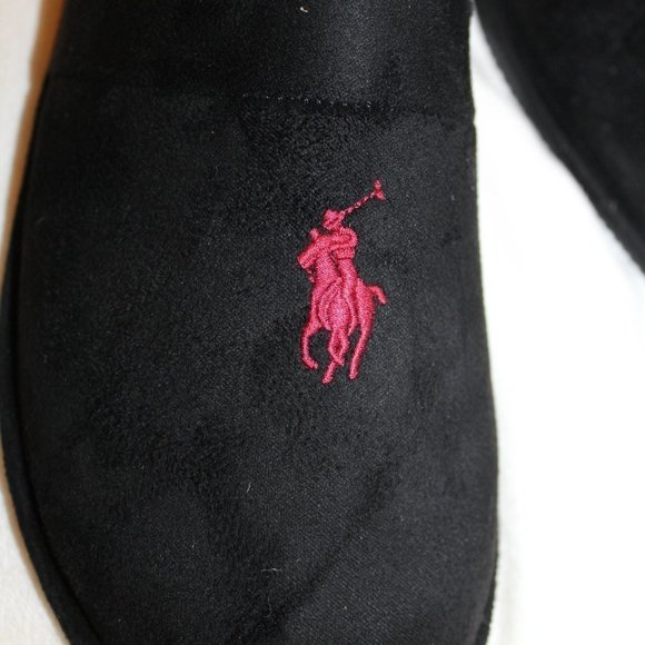 NIB POLO RALPH LAUREN MEN'S CLOG SLIP ON SLIPPERS BLACK - Picture 4 of 6